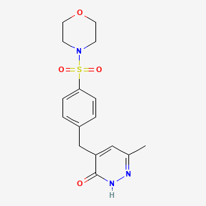 molecular formula C16H19N3O4S B4940477 6-methyl-4-[4-(4-morpholinylsulfonyl)benzyl]-3(2H)-pyridazinone 