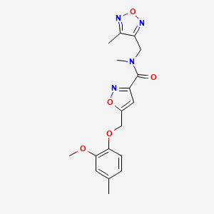 molecular formula C18H20N4O5 B4940549 5-[(2-methoxy-4-methylphenoxy)methyl]-N-methyl-N-[(4-methyl-1,2,5-oxadiazol-3-yl)methyl]-3-isoxazolecarboxamide 