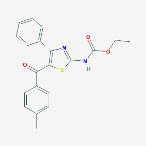 molecular formula C20H18N2O3S B494055 Ethyl 5-(4-methylbenzoyl)-4-phenyl-1,3-thiazol-2-ylcarbamate 