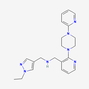 molecular formula C21H27N7 B4940562 1-(1-ethyl-1H-pyrazol-4-yl)-N-({2-[4-(2-pyridinyl)-1-piperazinyl]-3-pyridinyl}methyl)methanamine 