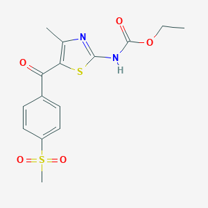 molecular formula C15H16N2O5S2 B494057 Ethyl 4-methyl-5-[4-(methylsulfonyl)benzoyl]-1,3-thiazol-2-ylcarbamate 