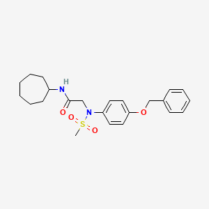 molecular formula C23H30N2O4S B4940571 N~2~-[4-(benzyloxy)phenyl]-N~1~-cycloheptyl-N~2~-(methylsulfonyl)glycinamide 