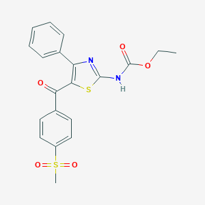 molecular formula C20H18N2O5S2 B494060 Ethyl 5-[4-(methylsulfonyl)benzoyl]-4-phenyl-1,3-thiazol-2-ylcarbamate 