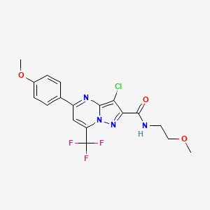 molecular formula C18H16ClF3N4O3 B4940607 3-chloro-N-(2-methoxyethyl)-5-(4-methoxyphenyl)-7-(trifluoromethyl)pyrazolo[1,5-a]pyrimidine-2-carboxamide 