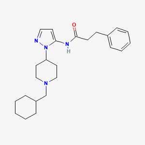 molecular formula C24H34N4O B4940611 N-{1-[1-(cyclohexylmethyl)-4-piperidinyl]-1H-pyrazol-5-yl}-3-phenylpropanamide 