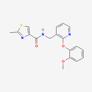 molecular formula C18H17N3O3S B4940626 N-{[2-(2-methoxyphenoxy)-3-pyridinyl]methyl}-2-methyl-1,3-thiazole-4-carboxamide 