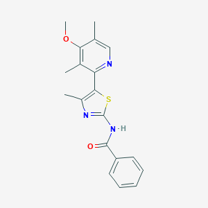 molecular formula C19H19N3O2S B494063 N-[5-(4-methoxy-3,5-dimethyl-2-pyridinyl)-4-methyl-1,3-thiazol-2-yl]benzamide 