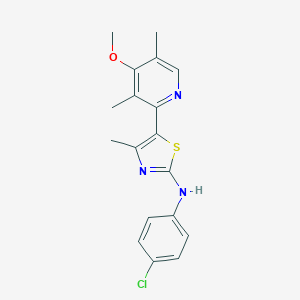 molecular formula C18H18ClN3OS B494064 N-(4-chlorophenyl)-N-[5-(4-methoxy-3,5-dimethyl-2-pyridinyl)-4-methyl-1,3-thiazol-2-yl]amine 
