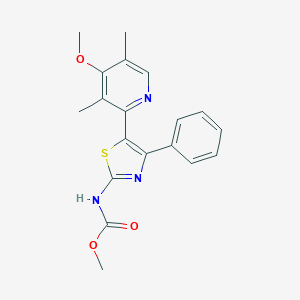 molecular formula C19H19N3O3S B494066 Methyl 5-(4-methoxy-3,5-dimethyl-2-pyridinyl)-4-phenyl-1,3-thiazol-2-ylcarbamate 