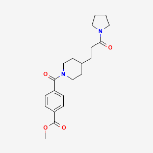 molecular formula C21H28N2O4 B4940668 methyl 4-({4-[3-oxo-3-(1-pyrrolidinyl)propyl]-1-piperidinyl}carbonyl)benzoate 