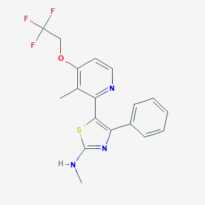 molecular formula C18H16F3N3OS B494070 N-methyl-N-{5-[3-methyl-4-(2,2,2-trifluoroethoxy)-2-pyridinyl]-4-phenyl-1,3-thiazol-2-yl}amine 