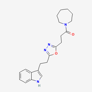 molecular formula C21H26N4O2 B4940705 3-(2-{5-[3-(1-azepanyl)-3-oxopropyl]-1,3,4-oxadiazol-2-yl}ethyl)-1H-indole 