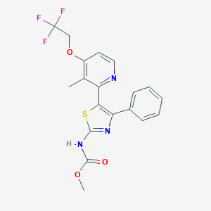 molecular formula C19H16F3N3O3S B494071 Methyl 5-[3-methyl-4-(2,2,2-trifluoroethoxy)-2-pyridinyl]-4-phenyl-1,3-thiazol-2-ylcarbamate 