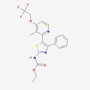 molecular formula C20H18F3N3O3S B494072 [4-Phenyl-5-[3-methyl-4-(2,2,2-trifluoroethoxy)-2-pyridinyl]thiazole-2-yl]carbamic acid ethyl ester 