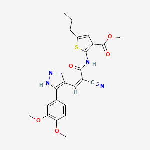 methyl 2-({2-cyano-3-[3-(3,4-dimethoxyphenyl)-1H-pyrazol-4-yl]acryloyl}amino)-5-propyl-3-thiophenecarboxylate