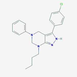 molecular formula C21H23ClN4 B494076 7-butyl-3-(4-chlorophenyl)-5-phenyl-4,5,6,7-tetrahydro-1H-pyrazolo[3,4-d]pyrimidine 