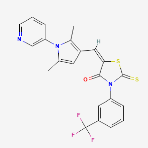 molecular formula C22H16F3N3OS2 B4940797 5-{[2,5-dimethyl-1-(3-pyridinyl)-1H-pyrrol-3-yl]methylene}-2-thioxo-3-[3-(trifluoromethyl)phenyl]-1,3-thiazolidin-4-one 