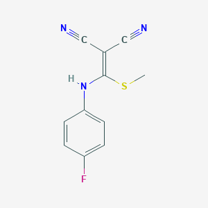 molecular formula C11H8FN3S B494084 2-[(4-Fluoroanilino)(methylsulfanyl)methylene]malononitrile 