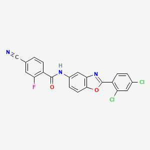 4-cyano-N-[2-(2,4-dichlorophenyl)-1,3-benzoxazol-5-yl]-2-fluorobenzamide