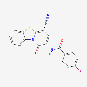 N-(4-cyano-1-oxo-1H-pyrido[2,1-b][1,3]benzothiazol-2-yl)-4-fluorobenzamide