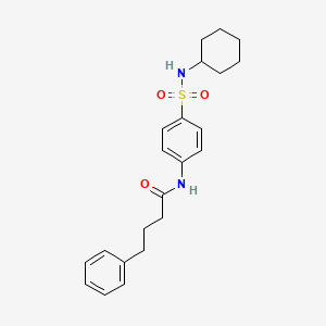 molecular formula C22H28N2O3S B4940903 N-{4-[(cyclohexylamino)sulfonyl]phenyl}-4-phenylbutanamide 