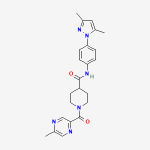 molecular formula C23H26N6O2 B4940928 N-[4-(3,5-dimethyl-1H-pyrazol-1-yl)phenyl]-1-[(5-methyl-2-pyrazinyl)carbonyl]-4-piperidinecarboxamide 