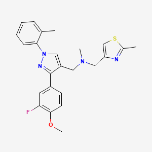 molecular formula C24H25FN4OS B4940929 1-[3-(3-fluoro-4-methoxyphenyl)-1-(2-methylphenyl)-1H-pyrazol-4-yl]-N-methyl-N-[(2-methyl-1,3-thiazol-4-yl)methyl]methanamine 