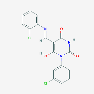 molecular formula C17H11Cl2N3O3 B4940932 1-(3-chlorophenyl)-5-{[(2-chlorophenyl)amino]methylene}-2,4,6(1H,3H,5H)-pyrimidinetrione 