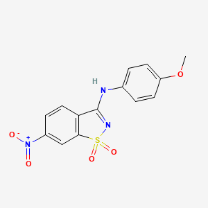 molecular formula C14H11N3O5S B4940949 N-(4-methoxyphenyl)-6-nitro-1,2-benzisothiazol-3-amine 1,1-dioxide 