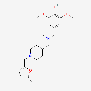 molecular formula C22H32N2O4 B4940992 2,6-dimethoxy-4-{[methyl({1-[(5-methyl-2-furyl)methyl]-4-piperidinyl}methyl)amino]methyl}phenol 