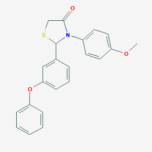 molecular formula C22H19NO3S B494104 3-(4-Methoxyphenyl)-2-(3-phenoxyphenyl)-1,3-thiazolidin-4-one 