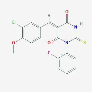 molecular formula C18H12ClFN2O3S B4941065 5-(3-chloro-4-methoxybenzylidene)-1-(2-fluorophenyl)-2-thioxodihydro-4,6(1H,5H)-pyrimidinedione 