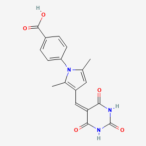 molecular formula C18H15N3O5 B4941129 4-{2,5-dimethyl-3-[(2,4,6-trioxotetrahydro-5(2H)-pyrimidinylidene)methyl]-1H-pyrrol-1-yl}benzoic acid 