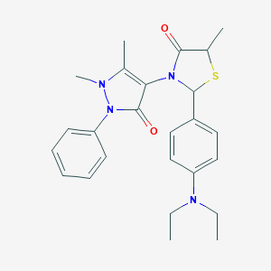 molecular formula C25H30N4O2S B494113 2-[4-(diethylamino)phenyl]-3-(1,5-dimethyl-3-oxo-2-phenyl-2,3-dihydro-1H-pyrazol-4-yl)-5-methyl-1,3-thiazolidin-4-one 