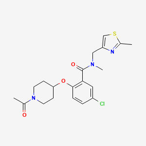 molecular formula C20H24ClN3O3S B4941183 2-[(1-acetyl-4-piperidinyl)oxy]-5-chloro-N-methyl-N-[(2-methyl-1,3-thiazol-4-yl)methyl]benzamide 