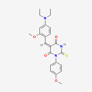molecular formula C23H25N3O4S B4941195 5-[4-(diethylamino)-2-methoxybenzylidene]-1-(4-methoxyphenyl)-2-thioxodihydro-4,6(1H,5H)-pyrimidinedione 