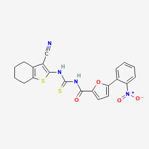 molecular formula C21H16N4O4S2 B4941198 N-{[(3-cyano-4,5,6,7-tetrahydro-1-benzothien-2-yl)amino]carbonothioyl}-5-(2-nitrophenyl)-2-furamide 