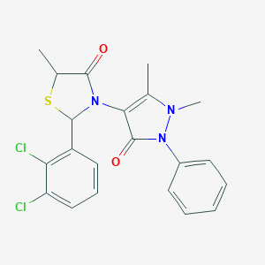 molecular formula C21H19Cl2N3O2S B494121 2-(2,3-dichlorophenyl)-3-(1,5-dimethyl-3-oxo-2-phenyl-2,3-dihydro-1H-pyrazol-4-yl)-5-methyl-1,3-thiazolidin-4-one 