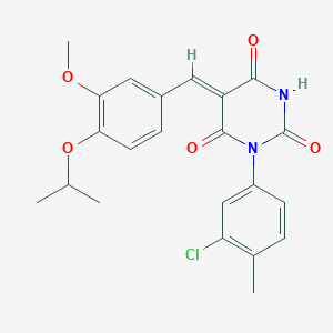 molecular formula C22H21ClN2O5 B4941211 1-(3-chloro-4-methylphenyl)-5-(4-isopropoxy-3-methoxybenzylidene)-2,4,6(1H,3H,5H)-pyrimidinetrione 