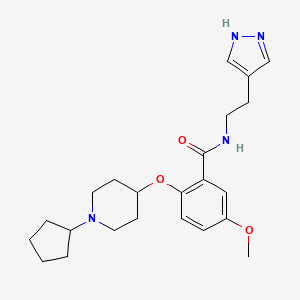 molecular formula C23H32N4O3 B4941214 2-[(1-cyclopentyl-4-piperidinyl)oxy]-5-methoxy-N-[2-(1H-pyrazol-4-yl)ethyl]benzamide 