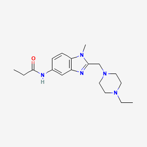 molecular formula C18H27N5O B4941243 N-{2-[(4-ethyl-1-piperazinyl)methyl]-1-methyl-1H-benzimidazol-5-yl}propanamide 