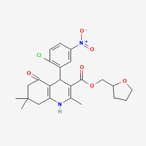 molecular formula C24H27ClN2O6 B4941263 tetrahydro-2-furanylmethyl 4-(2-chloro-5-nitrophenyl)-2,7,7-trimethyl-5-oxo-1,4,5,6,7,8-hexahydro-3-quinolinecarboxylate 
