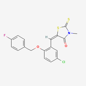 molecular formula C18H13ClFNO2S2 B4941296 5-{5-chloro-2-[(4-fluorobenzyl)oxy]benzylidene}-3-methyl-2-thioxo-1,3-thiazolidin-4-one 