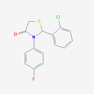 molecular formula C15H11ClFNOS B494130 2-(2-Chlorophenyl)-3-(4-fluorophenyl)-1,3-thiazolidin-4-one 