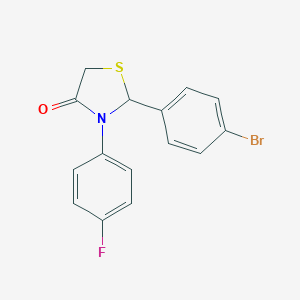 molecular formula C15H11BrFNOS B494131 2-(4-Bromophenyl)-3-(4-fluorophenyl)-1,3-thiazolidin-4-one 