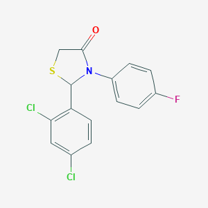 molecular formula C15H10Cl2FNOS B494132 2-(2,4-Dichlorophenyl)-3-(4-fluorophenyl)-1,3-thiazolidin-4-one 