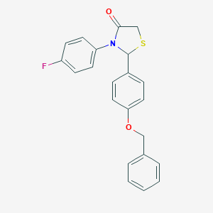 molecular formula C22H18FNO2S B494134 2-[4-(Benzyloxy)phenyl]-3-(4-fluorophenyl)-1,3-thiazolidin-4-one 