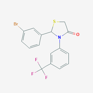 molecular formula C16H11BrF3NOS B494139 2-(3-Bromophenyl)-3-[3-(trifluoromethyl)phenyl]-1,3-thiazolidin-4-one 