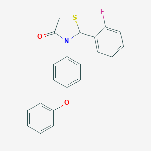 molecular formula C21H16FNO2S B494141 2-(2-Fluorophenyl)-3-(4-phenoxyphenyl)-1,3-thiazolidin-4-one 