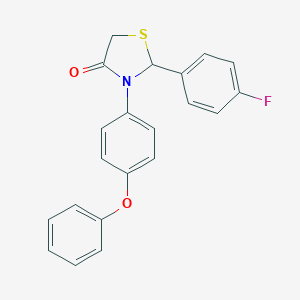 molecular formula C21H16FNO2S B494142 2-(4-Fluorophenyl)-3-(4-phenoxyphenyl)-1,3-thiazolidin-4-one 